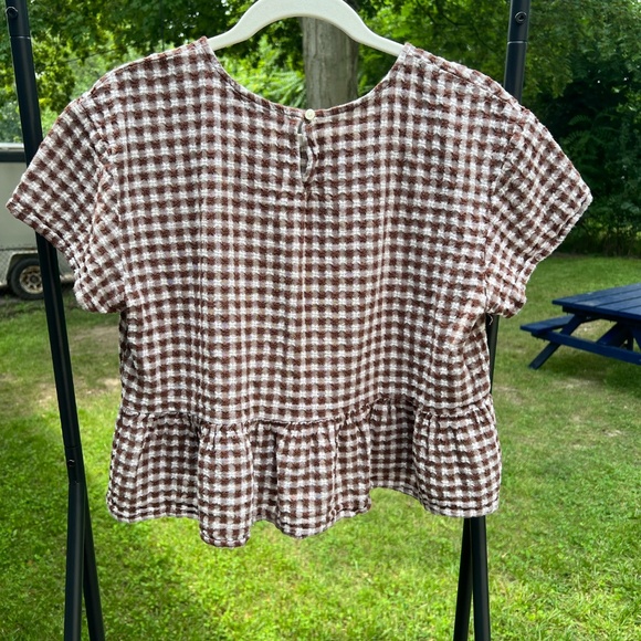 Madewell Gingham Peplum Top - Picture 2 of 6